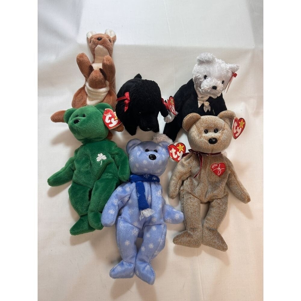 LOT OF 6‎ assorted Ty Beanie Babies- all original 1990's plush animals w/Tags